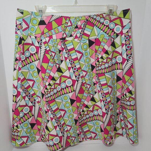 Caslon Geometric Print A-Line Skirt Size 10 – Colorful & Bold Cotton Blend - Picture 2 of 8